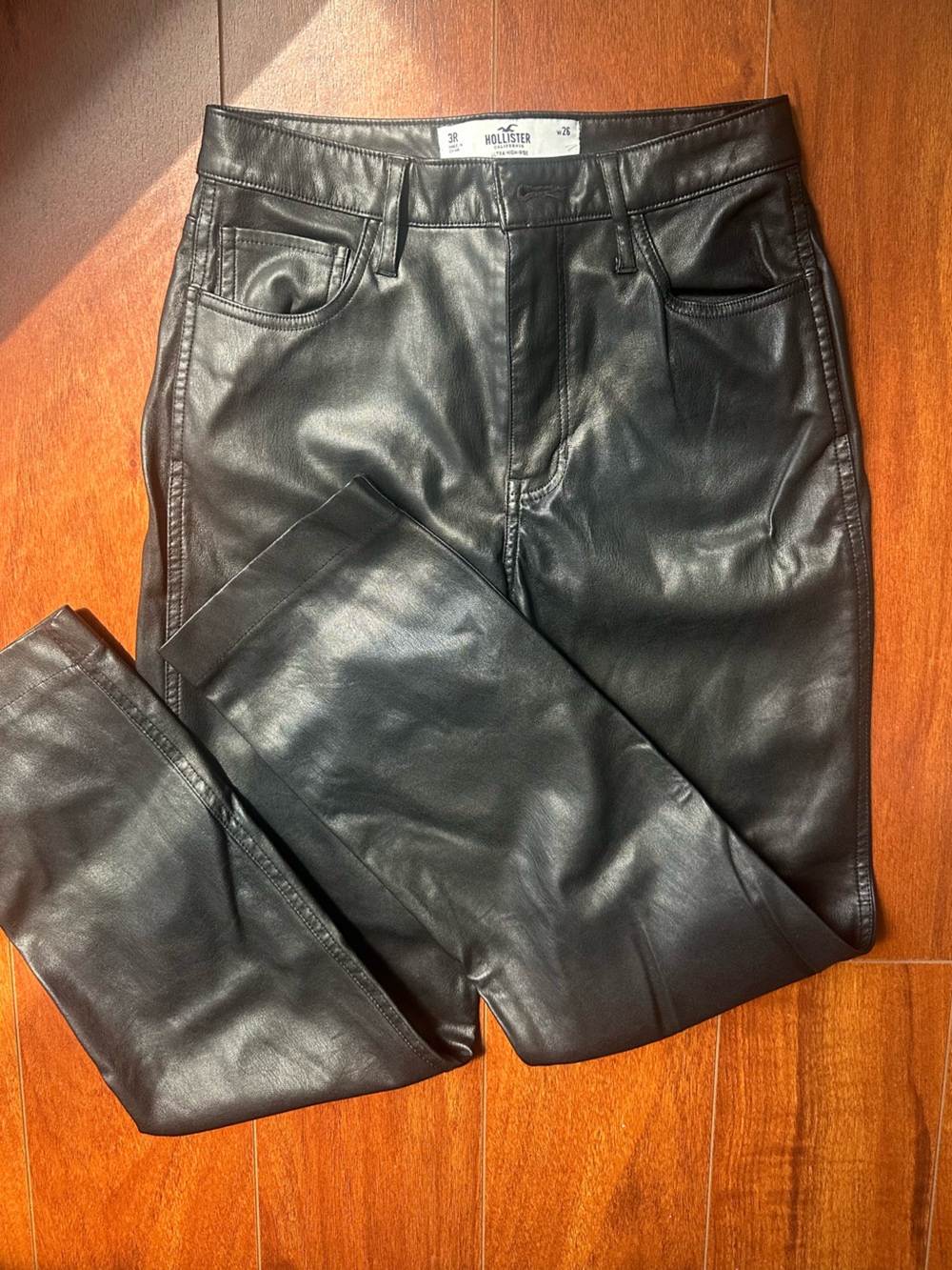 Hollister Black Faux Leather pants FULL LENGTH